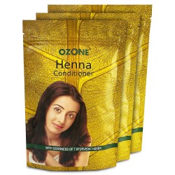 Ozone Henna Mehndi Powder Enriched with Bhringraj Amla Reetha Methi & Shankapushpi 100gm Pack of 3