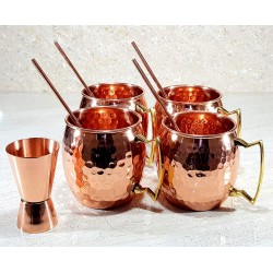 Esplanade Moscow Mule Cocktail Copper Mugs Set Of 4 Mugs 4 Copper Straw And A Peg Measurer Mules