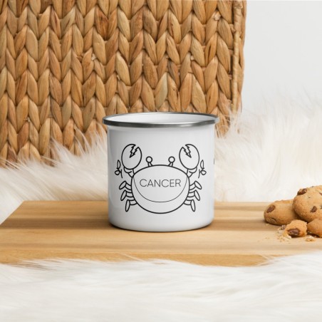 Cancer Zodiac Sign Birthday Customised Gift Enamel Coffee Mug with Custom Message