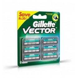 Gillette Vector Plus Manual Shaving Razor Blades Cartridge 6S Pack