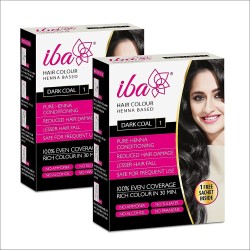 Iba Hair Color Dark Coal 70g Pack of 2 100% Pure Henna Based Powder Sachet Naturally Coloured Hair & Long Lasting Conditioning