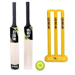 Grs Kids Zone Popular Willow Cricket Bat With Wicket Set & 1 Tennis Ball For Kids Size 3 Age 6-10 Year Old Kids Multicolor