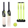 GRS Super Kids Zone Popular Willow Cricket Bat with Wicket Set & 1 Tennis Ball for Kids Size 3 Age 6-10 Year Old Kids Wood