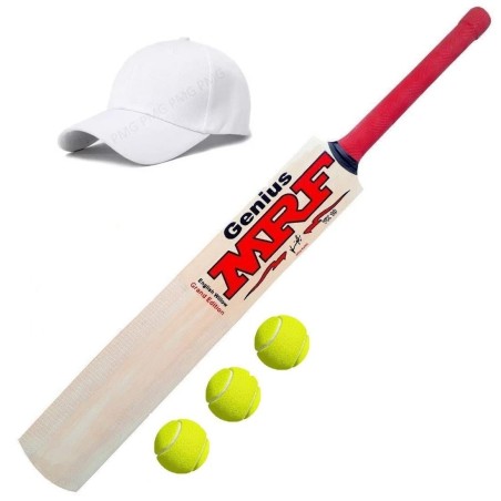 Pmg Cricket Bat For Tennis Ball Size 6 Cricket Bat For Boys Of 9-15 Years Kit Bat 3 Balls And 1 Cap Wood