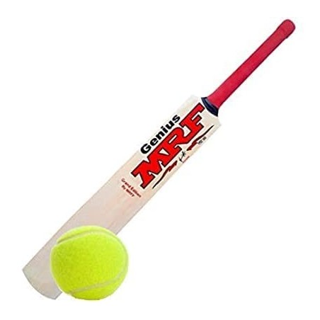 Pmg Wooden Cricket Bat Ball With 1 Tennis Ball Poplar Willow For 6-8 Years Kids