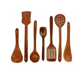 Vudy 7 Pcs Wooden Spoons And Spatula For Cooking Sleek Sold And Non-stick Cookware For Home Use And Kitchen Décor