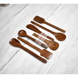 Decorlay Wooden Spoon Natural Handmade Cooking Spoon Set Kitchen Utensils Frying Spoon Ladles & Turning Spatula