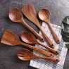 ITOS365 Handmade Wooden Non-Stick Serving and Cooking Spoon Kitchen Tools Utensil Set of 6