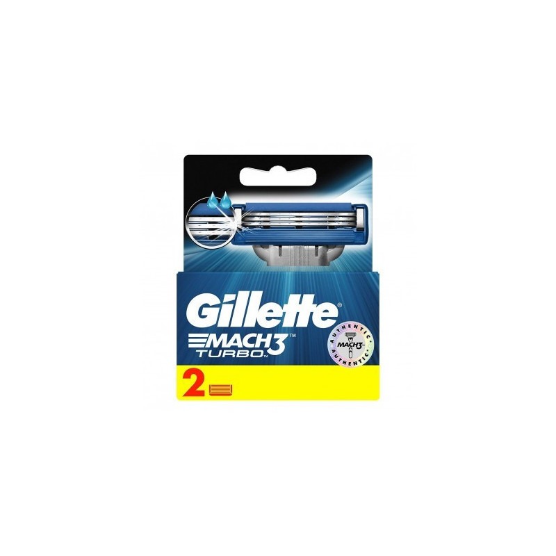 Gillette Mach3 Turbo Manual Shaving Razor Blades 2S Pack Cartridge