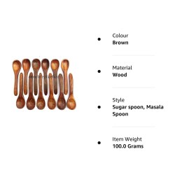 Smarts collection Wooden Serving Spoons Set of 12 Brown