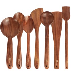 The Better Home Sheesham Wooden Spatula Ladle and Spoon for Cooking in Non Stick Pan ladles Pack of 7