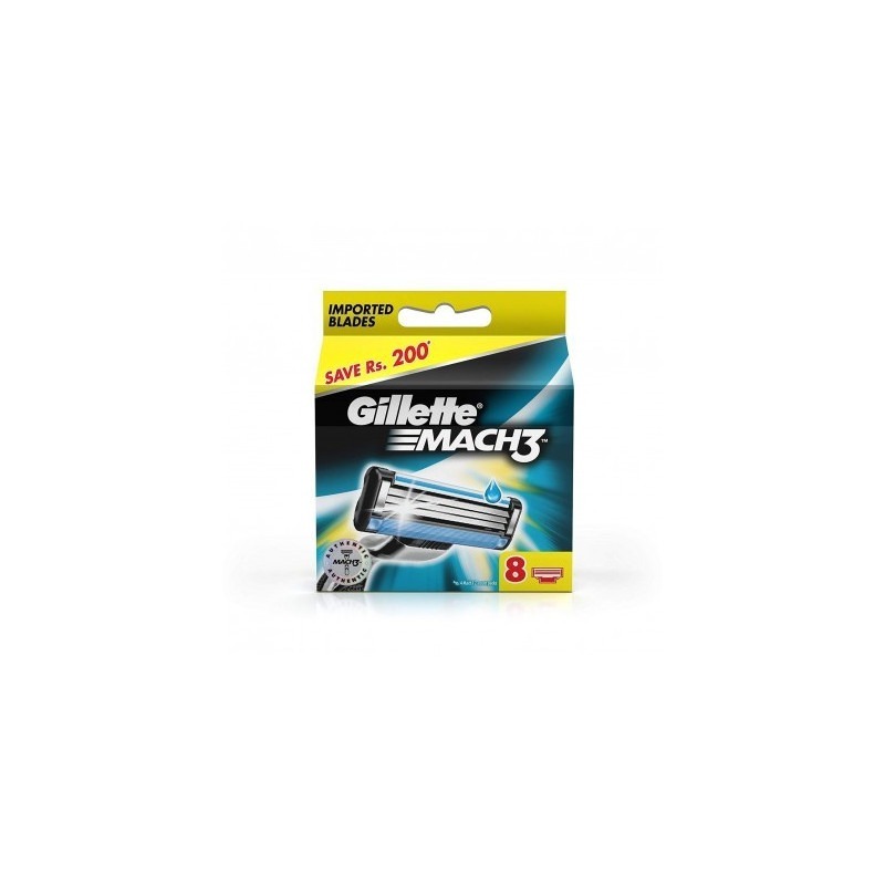Gillette Mach 3 Manual Shaving Razor Blades - 8S Pack Cartridge