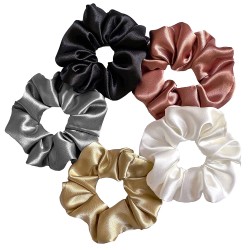 Silvr Bear Luxury Satin Scrunchies For Women/girls Same 5 Colors As Pic Anti Hair Breakage Hair Ties