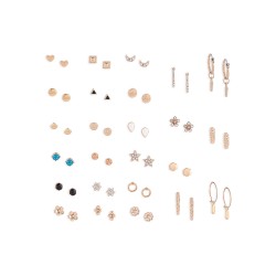 Zaveri Pearls Set Of 25 Gold Tone Smart Casual Wear Studs & Hoop Earrings For Women