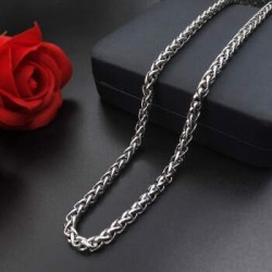 Meenaz Chain For Men Boyfriend Jewellery Stainless Steel Valentine Long Chain Gents Platinum Necklace Silver Chain