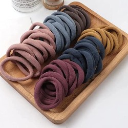 Diversa Elastic Dark Colors Hair Rubber Bands Polytail Ties Strechable Bands For Women And Girls Pack Of 30 Pcs