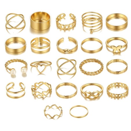 Gold Plated Eight Piece Western Designs Ring Set – Vembley
