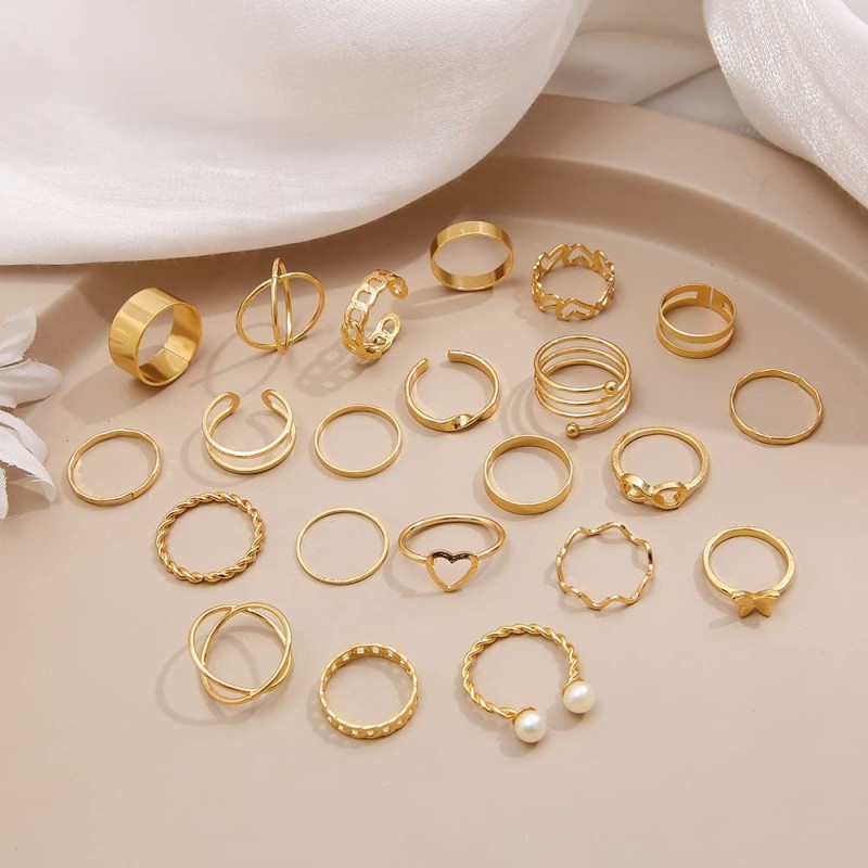 Gemma Simple Opal Gold Midi Knuckle Fashion Ring & Rings 5 Pieces Set –  MyBodiArt