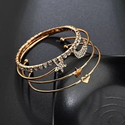 Shining Diva Fashion Latest Stylish Crystal Multilayer 3-5 pcs Set Charm Bracelets for Women and Girls