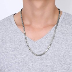 Fashion Frill Men's Double Coated Popular Stainless Steel Silver Chain For Men Boys Girls Stylish Chains Necklaces Silver Chain