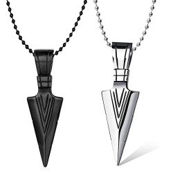 Okos Men's Fashion Jewellery Solid Spear Point Arrowhead Pendant Necklace With Chain For Boys And Men Pd1000875