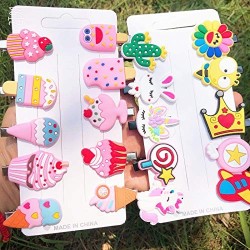 Saavi™ Mini Emoji Cartoon Hair Clips Set for Kids and Girls Multicolour Pack of 20 Assorted Rainbow Ice Cream Hairpin for Girl