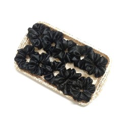 Scrunchies for Women Pack of 10 Satin Scrunchies Mini 8.5cm x 3cm Black