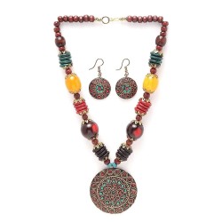 Shining Diva Fashion Latest Stylish Traditional Tibetan Pendant Necklace Jewellery Set for Women