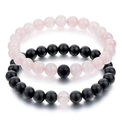 Hot And Bold Couple-Combo Matching Best Friend Relationship Natural Multi Layer Tiple Protection Stone Beads Magnetic Bracelets