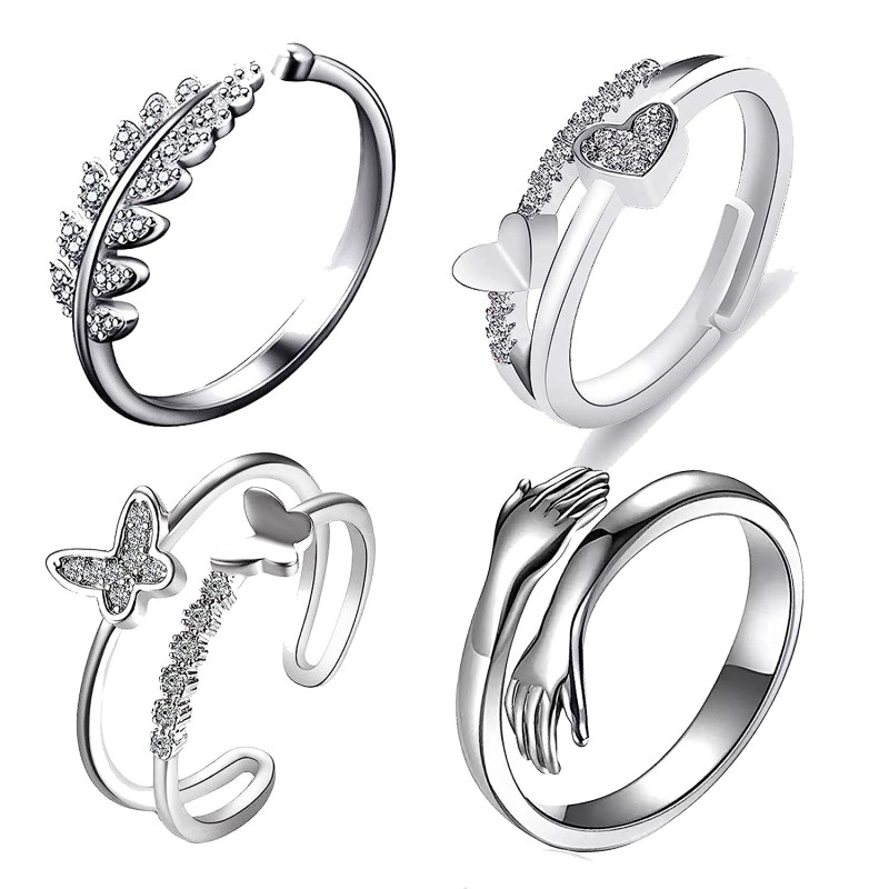 Trend Girls Women Rings Crystal Butterfly Finger-Ring Charm Simple Couple  Wedding Rings Designed For Women