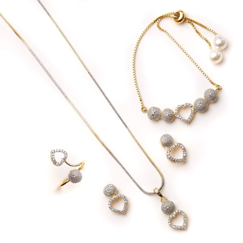 Rami Blue Sapphire & Diamond Pendant, Ring & Earring set in Gold