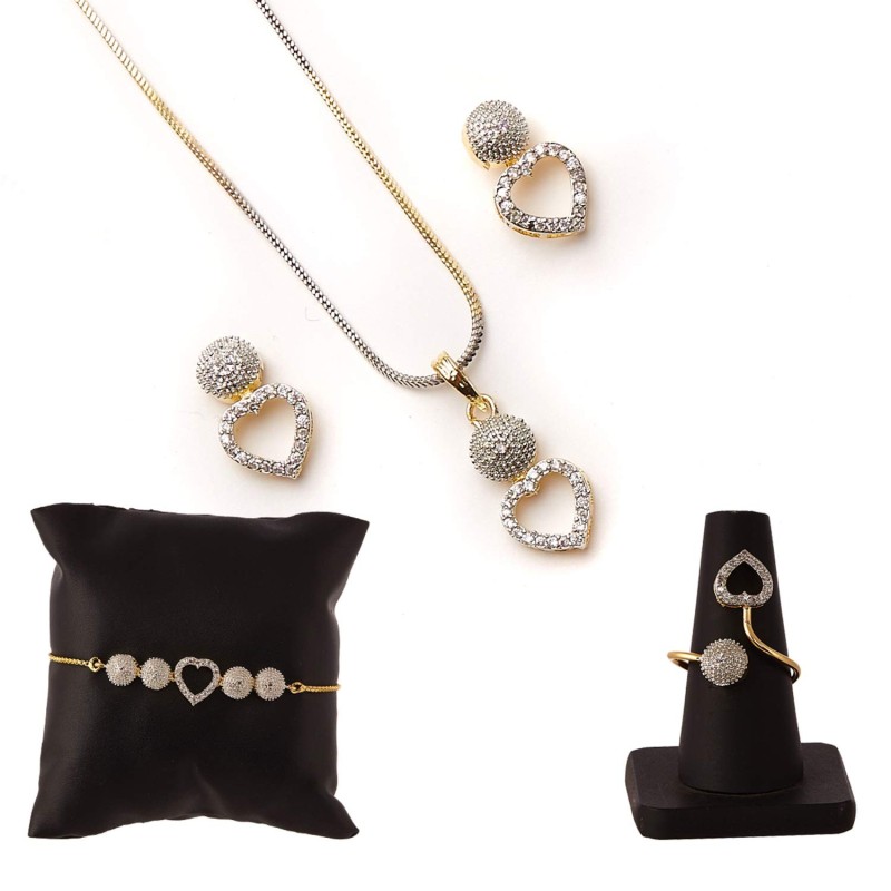 Valentine 18K Gold Zircon Wedding Jewelry Set — Kirijewels.com