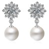 Shining Diva Fashion Latest Crystal Pearl Silver Plated Earrings for Women