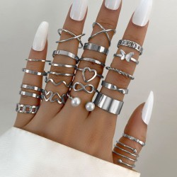 Shining Diva Fashion Latest Stylish Metal Boho Midi Finger Rings for Women and Girls Silver