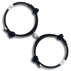 Tekme 2pcs Set Magnetic Couple Bracelets For Women Men, Stainless Steel Heart Shaped With Sun And Moon Attraction