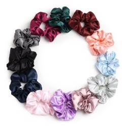 Satin Scrunchies For Women Girls Same Colors As Shown In The Image Scrunchies For Women's Hair Band  Pack Of 12