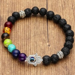 Chakra, Lava Stone Bead Bracelet, 8mm, Semi-Precious Stone - Butterfly Beads  and Jewllery