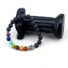 Shining Diva Fashion Spiritual 8mm Lava Rock Beads with 7 Chakra Evil Eye Stylish Unisex Bracelet For Men
