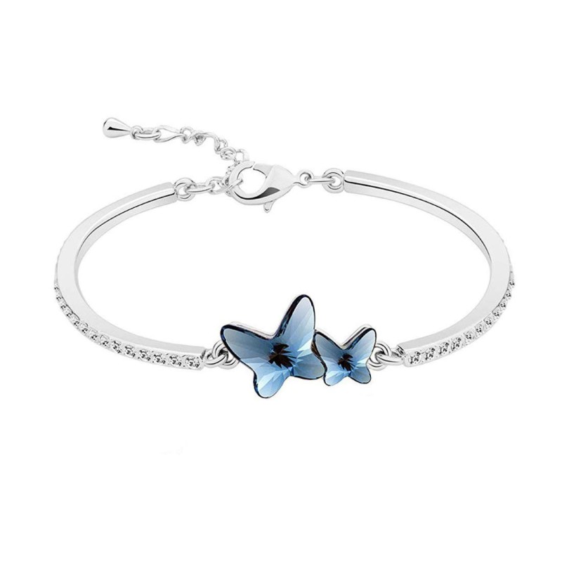 Taraash 925 Sterling Silver Mother Of Pearl Butterfly Bangle For Women