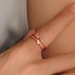 Fashion Frill Stunning American Diamond Silver Ring For Women