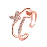 Fashion Frill Trendy Heart 18K Rose Gold Plated American Diamond Designer Adjustable Rings Gift For Sister Combo of 3