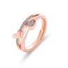 Fashion Frill Trendy Heart 18K Rose Gold Plated American Diamond Designer Adjustable Rings Gift For Sister Combo of 3