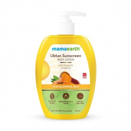Mamaearth Ubtan Sunscreen Body Lotion SPF 30 with Turmeric & Saffron