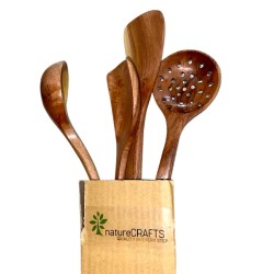 Naturecrafts Wooden Spoon Set For Non Stick Antibacterial Neem Wooden Spoons