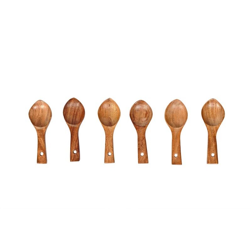 Woodkit Wooden Neem Wood Masala Spoons For Kitchen Set Of 6