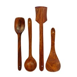 Craftstudio Premium Handmade Wooden Non stick Serving And Cooking Spoon Kitchen Tools Utensil Spoon Set Of 4