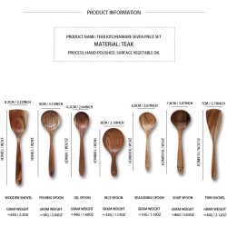 Wooden Spoons for Cooking Nonstick Wood Kitchen Utensil Cooking Spoons Natural Teak Kitchen Utensils Set 7 Pcs