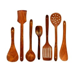 Estival Craft Spatula Set of 7 Non Stick Wooden Serving Cooking Kitchen Spoon