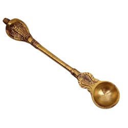 Kanshita Rasoiware Traditional Handcrafted Brass Spoon Charnamrit Spoon for Pooja 1 Pcs