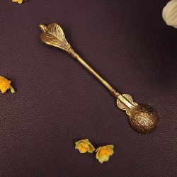 Kanshita Rasoiware Traditional Handcrafted Brass Spoon Charnamrit Spoon for Pooja 1 Pcs
